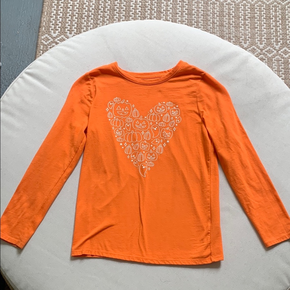 Cat & Jack Orange Halloween Long Sleeve Tee with Heart